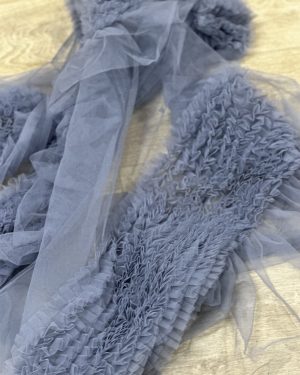 Smoke Grey Tulle Net Ruffle Cake Dress lace fabric