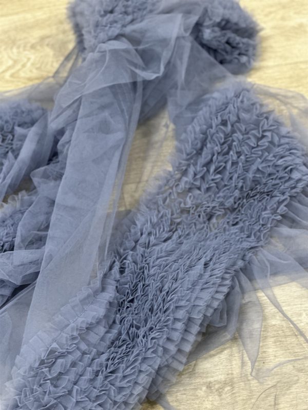 Smoke Grey Tulle Net Ruffle Cake Dress lace fabric